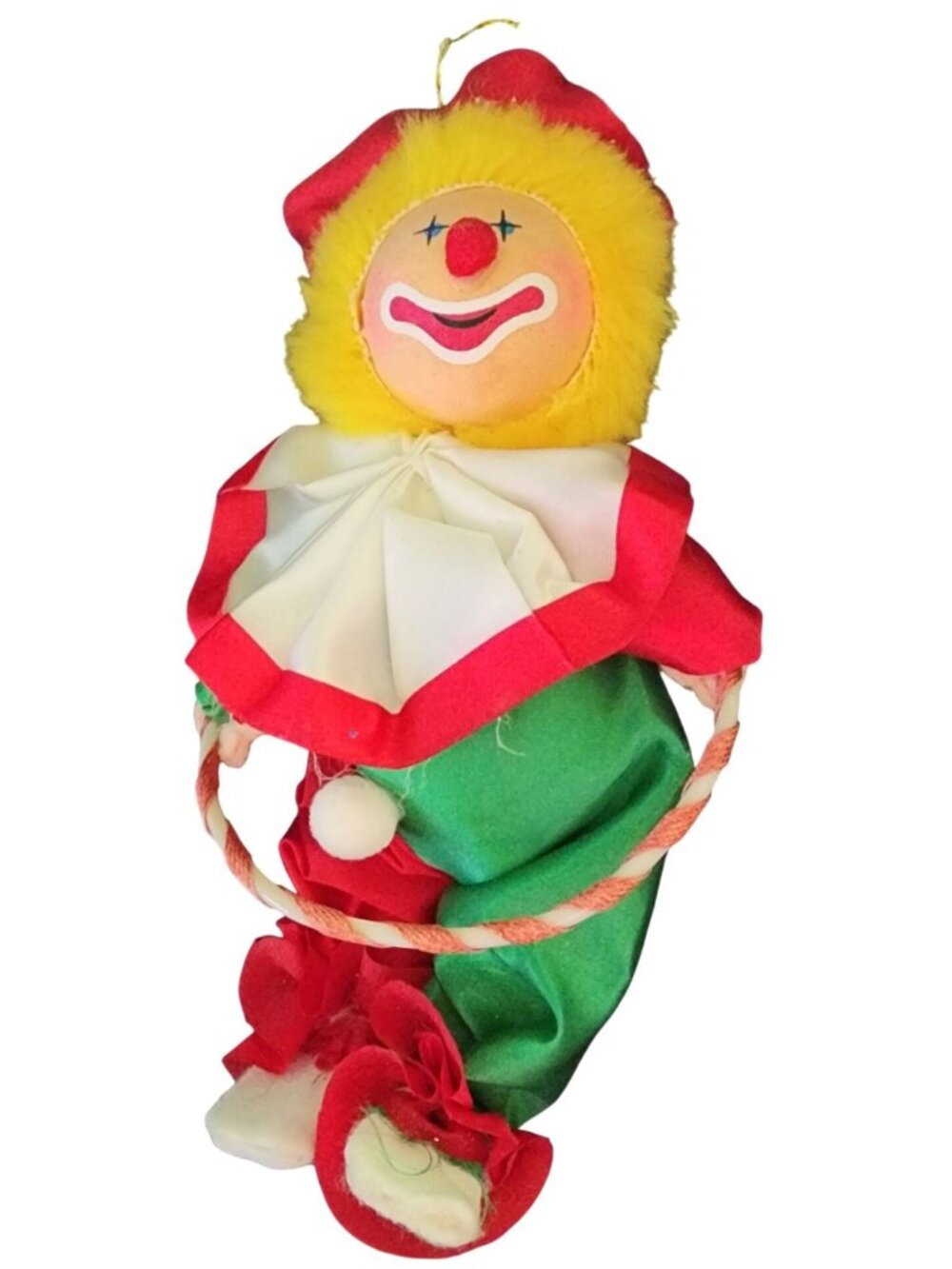Vintage Russ Berrie Clown Christmas Ornament Circus Hula Hoop 6 Inch Holiday